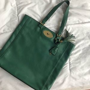 Mulberry Leather Green Shoulder Tote Bag